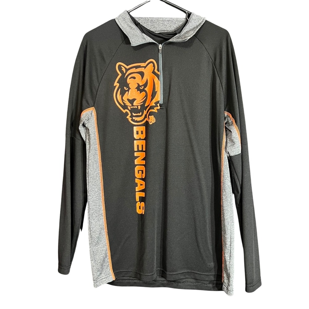 NFL Cincinnati Bengals Mens Size Large 1/4 Zip Pullover Performance Shirt Black - Picture 2 of 12